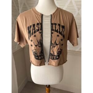 Women’s Small Nashville Music City Cropped Cutout Shirt